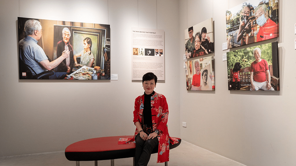 Dr Chua Yang at her debut photography exhibition at Leica Galerie, on oil painter Chua Mia Tee